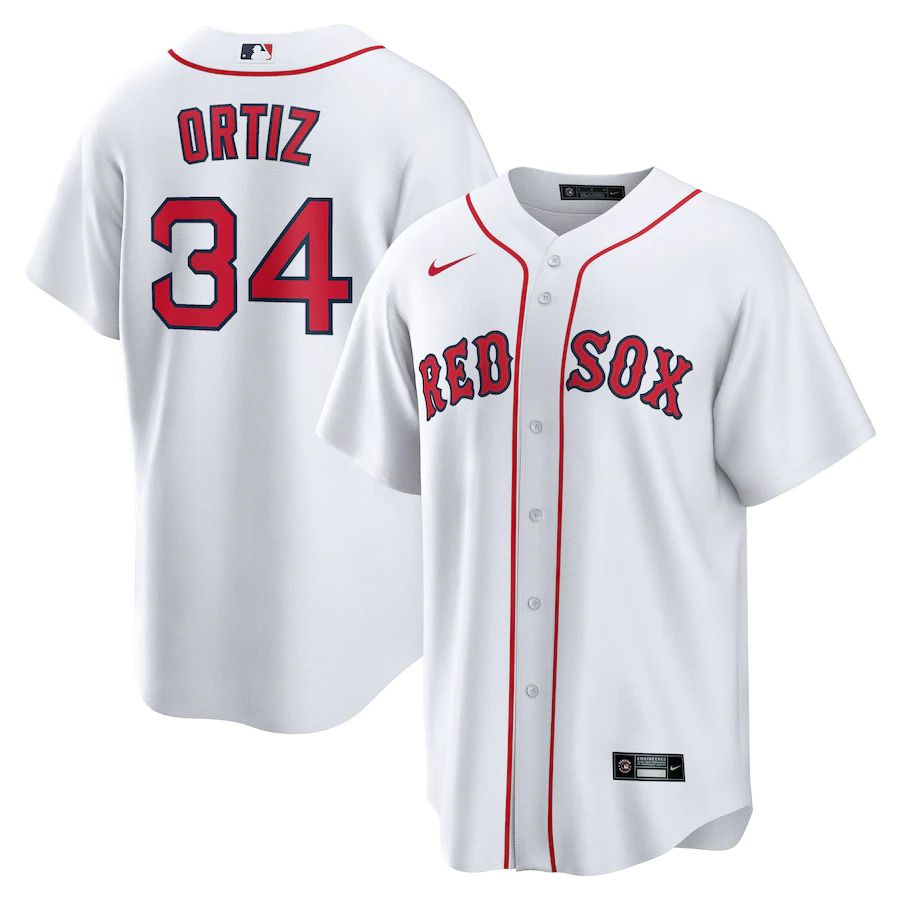 Men Boston Red Sox 34 David Ortiz Nike White Home Replica Player MLB Jersey